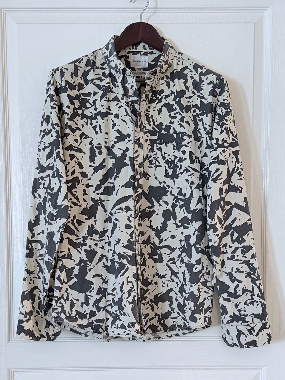 Norse Projects Black & White Abstract Print Button-Down Shirt